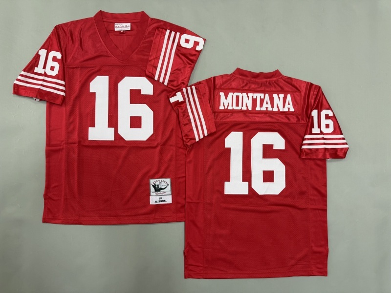 Men 2025 San Francisco 49ers #16 Montana red Throwback Limited NFL Jersey style 001->san francisco 49ers->NFL Jersey